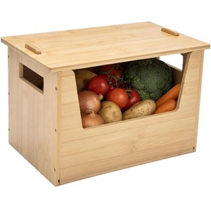 Boîte de rangement en bambou avec couvercle, 11.8x7.87x7.87 pouces, organisateur de cuisine rectangulaire pour collations, fruits, légumes, support pour planche à découper - Product Image 2