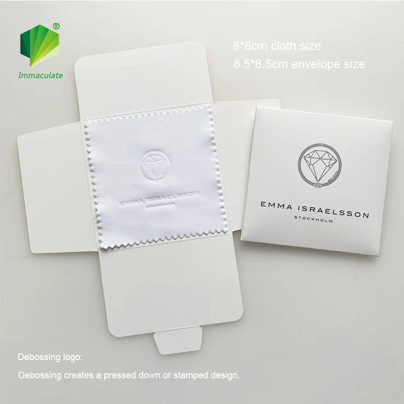 Custom logo microfiber anti-tarnish jewelry silver polishing cleaning wipe cloth