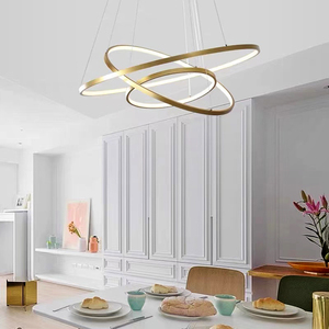 Nordic Modern Metal <strong>Circle</strong> 3 Rings Chandeliers Hanging Lustre Gold Kitchen LED Chandelier Pendant <strong>Light</strong> - Product Image 5