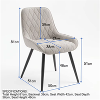 Chaises de salle à manger modernes, assise en velours, structure en fer, pieds noirs colorés, dossier souple, utilisation en restaurant, parc, mobilier de salle à manger de luxe