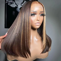 Perruques Bob droites sans colle à double trame, en cheveux humains, avec dentelle frontale, vente en gros, cheveux vietnamiens bruts, perruques frontales HD entièrement en dentelle