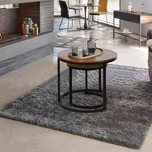 현대 <span class=keywords><strong>nightstand</strong></span> 사이드 엔드 테이블 소박한 다크 브라운 대리석 TV 스탠드 커피 악센트 테이블 세트 2 중첩 커피 테이블 철 발 - Product Image 4