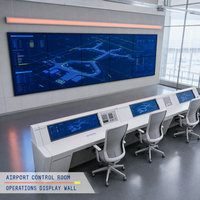 Panel LCD IPS Video Wall 46 Inci Asli dengan Bezel 0.88mm, Sambungan Tanpa Celah, Kecerahan HD 700cd/m, Anti-Silau untuk Kontrol Bandara