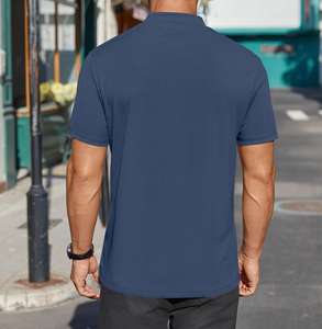 Polos d'été en polyester spandex personnalisés pour hommes avec impression bouffante à manches courtes et col montant, polos de golf blancs et décontractés pour hommes - Product Image 3