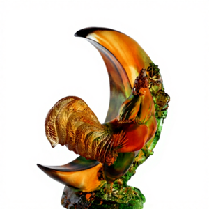 職人技によるクリスタルガラスの雄鶏の置物、ユニークな手作りのロストワックス法による彫刻、江蘇省のビジネスギフト、家の装飾 - Product Image 5