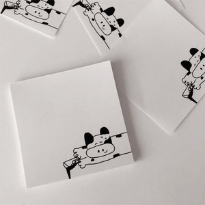 Blocchetti Adesivi Minimalisti con Motivo Mucca Bianco e Nero, Blocco Memo Carino a Cartone Animato, Cancelleria per Ufficio - Product Image 4