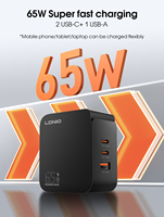 Chargeur mural super rapide LDNIO Q4 65W, double port Type C, adaptateur de chargeur super rapide, compatible ordinateur portable, prise EU/UK/US