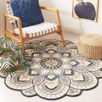 Tapis imprimé à poils ras en polyester imitation cachemire, style rétro américain, motif floral, résistant aux taches, fin et de forme irrégulière, pour l'exportation