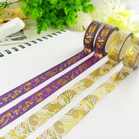 Vente en gros, impression personnalisée, aquarelle, dessin animé mignon, feuille d'or Washi Tape pour la journalisation