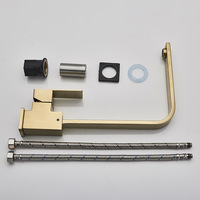Robinet de cuisine en acier inoxydable 304, céramique, moderne, minimaliste, carré, tube plat, finition or brossé, pour le commerce extérieur transfrontalier
