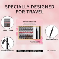 Kit Bulu Mata Palsu Travel Lash Clusters, Portable, Ramah Pemula, Termasuk Aplikator, Ukuran Tas Makeup, Grosir Bulu Mata