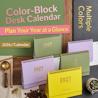 Calendrier de bureau minimaliste 2027 estampé à chaud, planificateur mensuel avec grand espace d'écriture, en carton, marque Spese - Bureau/Étude, logo personnalisé