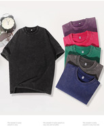 Kaos oblong katun murni 230g, bernapas, menyerap keringat, dicuci, model oversize vintage, trendi, merek Eropa Amerika.