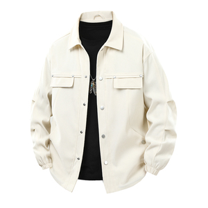 Veste d'hiver à revers pour hommes Explosions Loisirs Outillage Printemps Automne Nouveau Moyen-âge Lâche Simple Couleur Unie Respirant Cool pour - Product Image 1