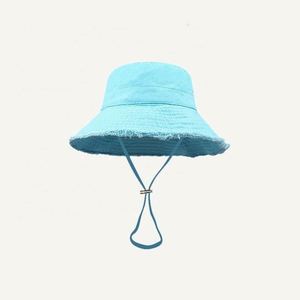 Chapeau de soleil bob à large bord, effet vieilli et bords effilochés, avec logo personnalisé - Product Image 6