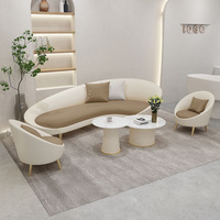 Grand Ensemble de Canapés en Cuir de Bureau Style Nordique Mobilier Moderne de Réception Commerciale