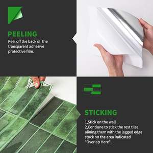 Tuiles <span class=keywords><strong>de</strong></span> crédence en mosaïque 3D vertes en PU modernes, autocollantes, imperméables, pour la décoration <span class=keywords><strong>de</strong></span> la maison, <span class=keywords><strong>de</strong></span> la cuisine, <span class=keywords><strong>de</strong></span> la <span class=keywords><strong>salle</strong></span> <span class=keywords><strong>de</strong></span> <span class=keywords><strong>bain</strong></span>, <span class=keywords><strong>de</strong></span> l'hôtel, du hall - Product Image 2
