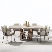 Table et chaises de salle à manger ensemble de table à manger de luxe avec cadre doré table de salle à manger moderne en marbre