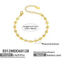 Bracelet à maillons en forme de fleur en émail bleu en acier inoxydable 316l pour femmes, couleur or, bijoux tendance, vente en gros