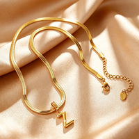 Collier en acier inoxydable plaqué or 18 carats, chaîne serpent minimaliste, pendentif perle 3D, 26 lettres