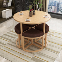 Ensemble de table à manger ronde en MDF vert avec 4 chaises pour cuisine, restaurant, salle à manger