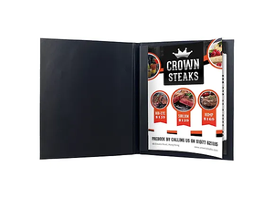 Customized Logo Black Leather Menu Book A4 Food Menu <b>Folder</b> with Screw Binding Restaurant Menu Cover - Product Image 3
