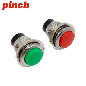 Interruptor de botón pulsador redondo de 12 mm 1NO con reinicio automático, de aleación de zinc IP40 para uso en timbre de puerta - Product Image 1