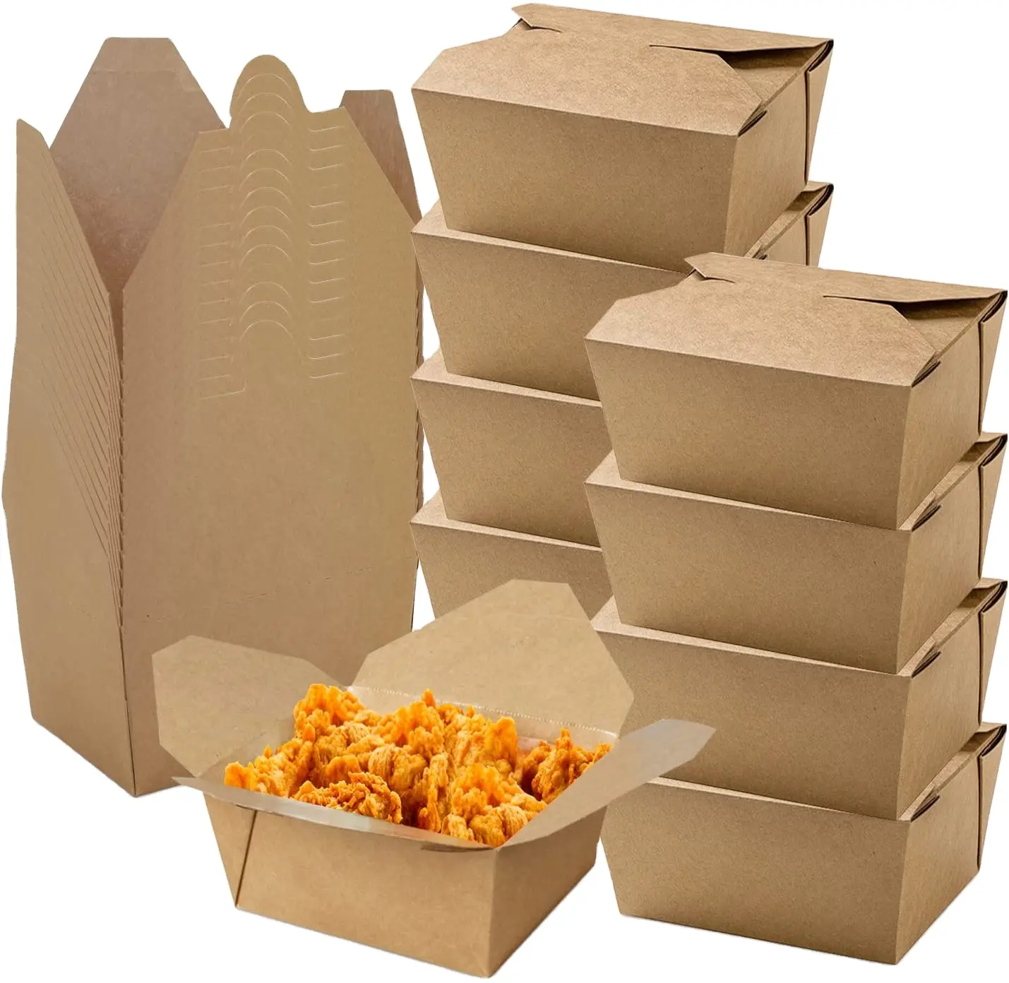Fast Food Take away scatole di imballaggio di carta personalizzate per il pranzo in cartone Kraft usa e getta biodegradabili