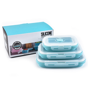 <b>Microwavable</b> Oven Safe of 4 Silicone Food Storage Containers Collapsible <b>Lunch</b> <b>Box</b> Set - Product Image 3