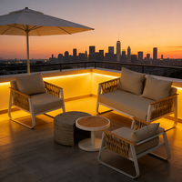 Conjunto de Muebles de Patio Modernos de Aluminio Blanco Impermeable para Sala de Estar, Hotel, Villa, Patio, Casa de Campo, Apartamento, Balcón, Exterior