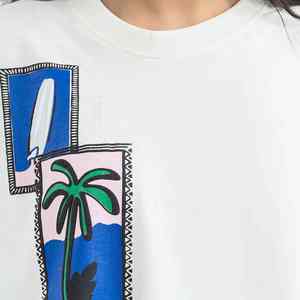 Camiseta Casual de Algodón Orgánico Estampada para Mujer, Cuello en V, Manga Corta, Colores Personalizados, Logotipo, Diseño Bordado Antiarrugas de Alta Calidad - Product Image 4