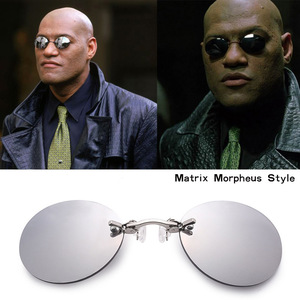Gafas de <span class=keywords><strong>Sol</strong></span> de Clip para la Nariz, Estilo Vintage, Mini Redondas, para Hombre y Mujer, Estilo Hacker Empire Matrix, sin Montura - Product Image 2