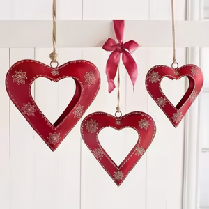 Decoración colgante de corazón de Metal de estilo Vintage para decoración de fiesta navideña en casa - Product Image 1