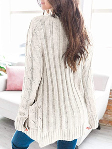 2020 Otoño/Invierno <span class=keywords><strong>Amazon</strong></span> Cable tejer Causal <span class=keywords><strong>Chaqueta</strong></span> larga con botones de abrigo para las mujeres - Product Image 5