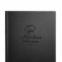 Couverture de menu en daim personnalisée pour restaurant, café, avec logo en relief, dossier de menu avec pages intérieures remplaçables, livre de menu