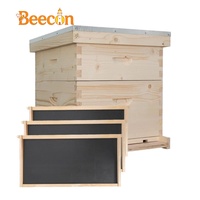 Neuer Langstroth-Bienenstock-Bausatz mit 2 Ebenen, Tiefen und Mittleren Kästen, Holzrahmen und Schwarzen Kunststoff-Grundplatten