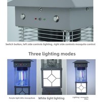 Piège à insectes solaire LED professionnel B2B, IP33, extérieur, 800 mm de hauteur, 5 faces multidirectionnelles, rechargeable, 4500 mAh, anti-moustiques
