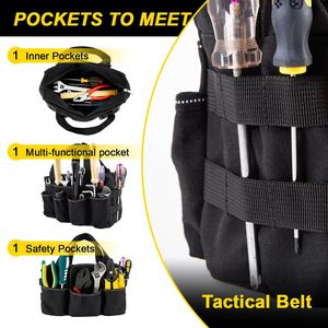 Factory OEM Wholesale Small Black <b>Canvas</b> <b>Tool</b> Duffle <b>Bag</b> with Zipper Closure External Pocket Multi-function Organizer 28x12x18cm - Product Image 6