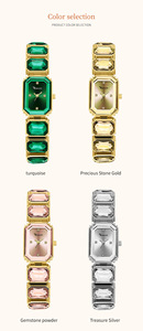 Montre élégante <span class=keywords><strong>pour</strong></span> <span class=keywords><strong>femme</strong></span>, <span class=keywords><strong>petit</strong></span> boîtier carré vert, analogique de luxe, 16 mm, acier inoxydable, <span class=keywords><strong>lunette</strong></span> sertie de strass, <span class=keywords><strong>pour</strong></span> tenue décontractée, montre féminine - Product Image 3