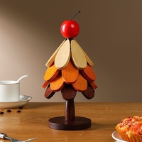Sous-verre en bois résistant à la chaleur en forme de sapin de Noël, tapis de table isolant thermique, support décoratif pour pot pour table à manger