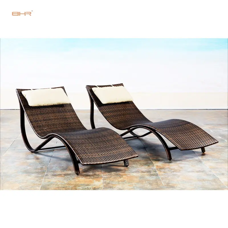 Bhr-Outdoor Bali Meubels Zwembad Rotan Rieten Bed Tuin Lounge China Meubels Zwembad Stoel Voor Twee Persoon