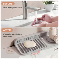 Tapis de robinet en silicone pour évier de cuisine - 6 °   Conception avec bouton de réglage et fixation, pare-éclaboussures à séchage rapide, récupérateur d'eau derrière le robinet