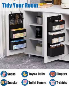 6-<b>Shelf</b> Over Door Clothing Organizer Foldable Multifunctional <b>Hook</b> Type Storage Bag with Clear Window for Living Room - Product Image 4