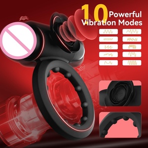 New Delay <b>Vibrating</b> Ring Silicone Rechargeable Cock Ring <b>Vibrator</b> Adult Sex Toy Stimulator Double Pleasure <b>Vibrating</b> Ring - Product Image 4