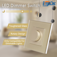Interrupteur rotatif à intensité variable LED en verre trempé STOCK, variateur de lumière mécanique mural pour le contrôle de la luminosité des ampoules et lampes