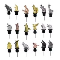 Accessoires de Bar Créatifs Personnalisés Cadeaux Décoratifs Verseur Tête d'Animal en Métal et Silicone en Alliage de Zinc pour Bouteille de Vin