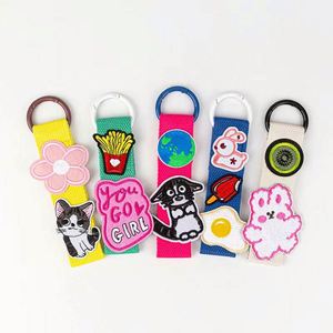 Wholesale Cute Keychain <b>Wristlet</b> Canvas Blank Embroidery Patch Metal Plastic Silicone Alloy Materials Fashionable Strap Gift - Product Image 1