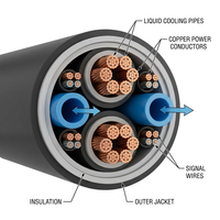 Câble de recharge pour véhicules électriques PrimePro 500A à refroidissement liquide |   Charge haute puissance (HPC) 1000V DC |   Fil de suralimentation ultra-flexible |   Spécifications CCS