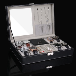 High Quality Pu Leather <b>Watch</b> Boxes With Clear Window Cushions Velvet Interior and Black <b>Watches</b> <b>Case</b> Storage - Product Image 6