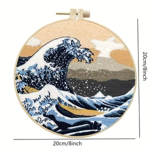 Kit de Bordado Personalizado con Diseño de Olas del Mar para Principiantes y Adultos, Punto de Cruz, Decoración Artística para el Hogar y la Sala de Estar - Product Image 3